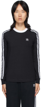 adidas Black 3-Stripes Long Sleeve T-Shirt