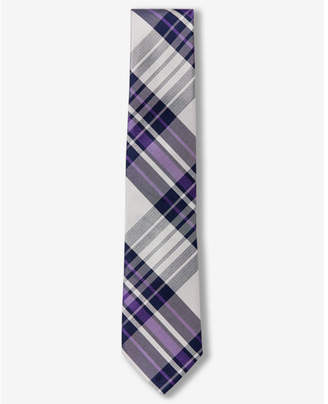 Express plaid narrow silk tie