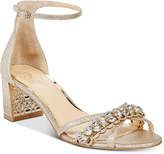 Jewel Badgley Mischka Giona Block-Heel Evening Sandals