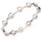Thumbnail for your product : Majorica 5MM White Pearl Station Bangle Bracelet/Silvertone