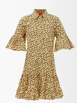 La DoubleJ Choux Puzzle-print Mini Shirt Dress - Yellow Multi