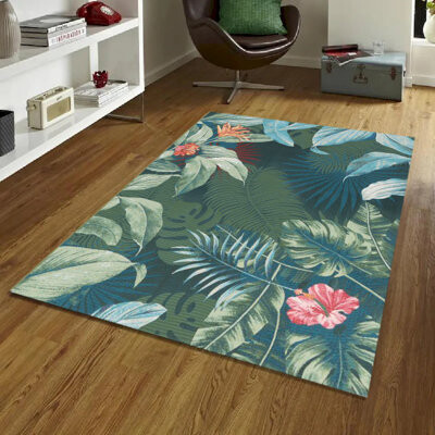 Bay Isle Home Eden Outdoor Tropical Leaves And Flowers Rug