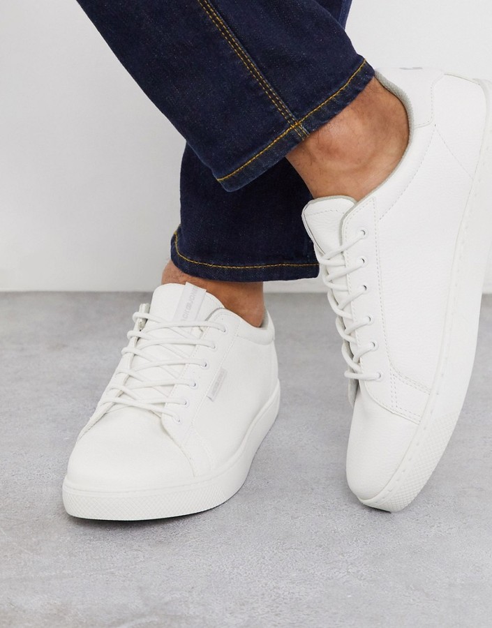 Jack and Jones classic faux leather sneaker in white - ShopStyle