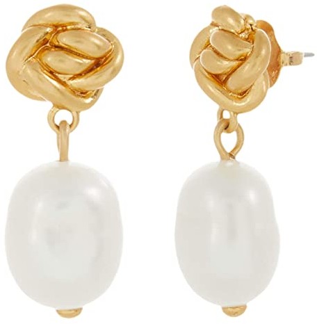 Tory Burch Torsade Pearl Drop Earrings (Rolled Brass/Pearl) Earring -  ShopStyle Accessories
