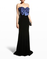 Thumbnail for your product : Badgley Mischka Bow-Front Strapless Velvet Gown