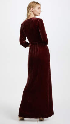 L'Agence Rosalind Maxi Velvet Wrap Dress
