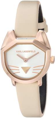 Karl Lagerfeld Paris Women's 'Camille' Quartz Stainless Steel and Leather Casual Watch, Color:Beige (Model: KL2620)
