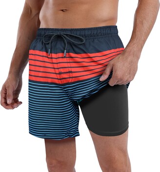 QRANSS Mens Swim Trunks Compression Liner Quick Dry 5.5'' Swimwear Swim  Shorts with Boxer Brief Lined - ShopStyle