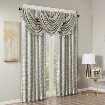 Jacquard Lined Marble Gray Total Blackout Curtain Panel