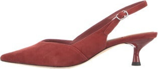 Donald J Pliner Suede Slingback Pumps Red Pointed-Toes Designer