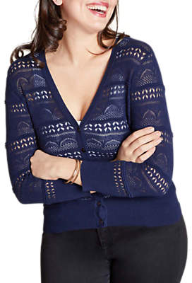 Yumi Curves Pure Cotton Arched Cardigan, Navy