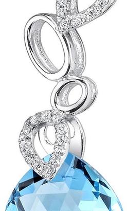Ice 6 3/4 CT TW Topaz and Diamond 14K Polished White Gold Pendant Necklace with Sterling Silver Chain