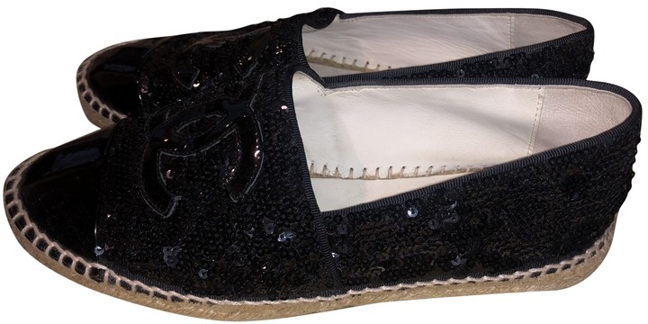 black glitter espadrilles