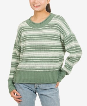 Hippie Rose Juniors' Striped Crewneck Sweater