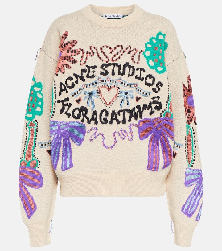 Acne Studios Jacquard cotton-blend sweater - ShopStyle