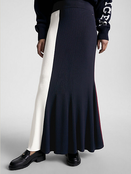 Tommy Hilfiger Colour-Blocked Fit And Flare Maxi Skirt - ShopStyle