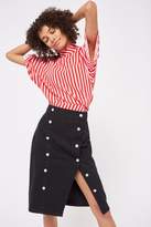 Thumbnail for your product : Topshop Moto button split midi skirt