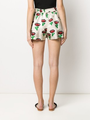 Womens Clothing Shorts Cargo shorts La DoubleJ Cactus Print Silk Shorts in White 