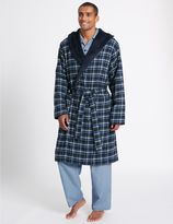 Thumbnail for your product : Marks and Spencer Pure Cotton Checked Dressing Gown with Belt