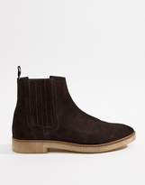 Thumbnail for your product : ASOS Design DESIGN chelsea boots in brown suede with faux crepe sole