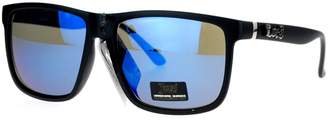 Locs mirrored Lens Gangster Oversized Rectangular horned Sunglasses (, 58)