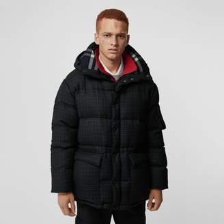 Burberry Check Wool Down-filled Hooded Jacket