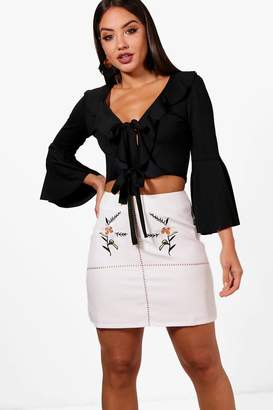 boohoo Embroidered Front A Line Skirt