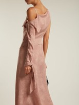 Thumbnail for your product : Roland Mouret Bruce Draped Silk-blend Jacquard Dress - Light Pink