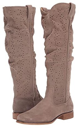 taupe suede slouch boots