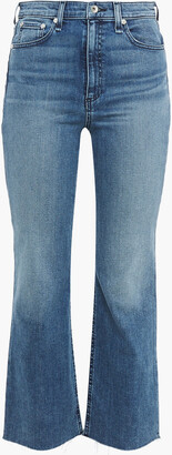 Cropped frayed high-rise bootcut jeans