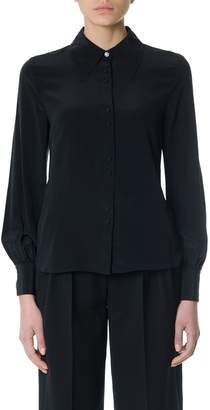 McQ Black Silk Blouse With Crystal Embellishment