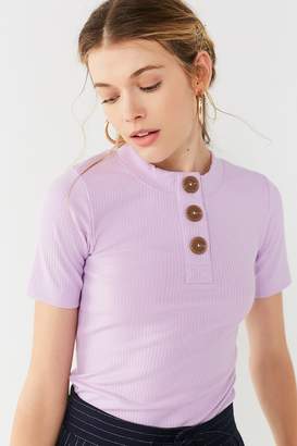 Urban Outfitters Rina Ribbed Knit Button-Down Tee