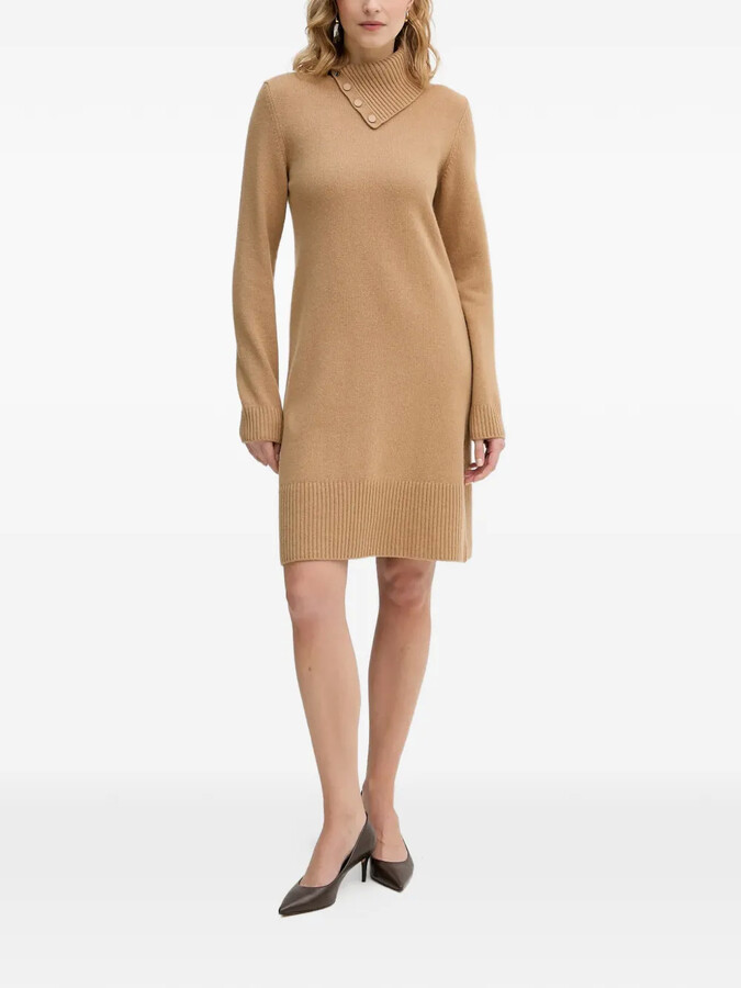 Benetton Funnel-Neck Midi Dress