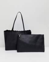 Thumbnail for your product : ASOS Scallop Shopper Bag With Removable Clutch