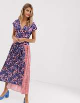 Thumbnail for your product : Liquorish pleated midaxi spliced dress in floral and polka