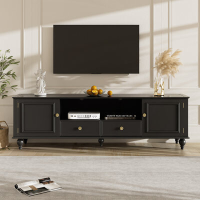 Modern LED TV Stand for up to 55 Inch TVs with Down Flip Door, Glass Shelf, and High Glossy UV Front, Ideal for Living Room and Bedroom
