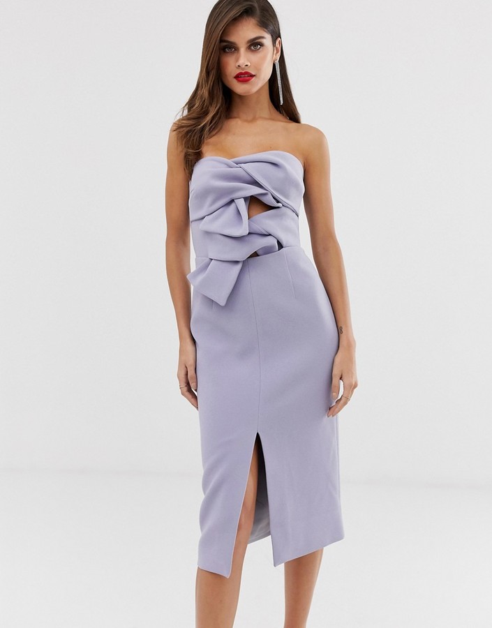 bow front midi dress