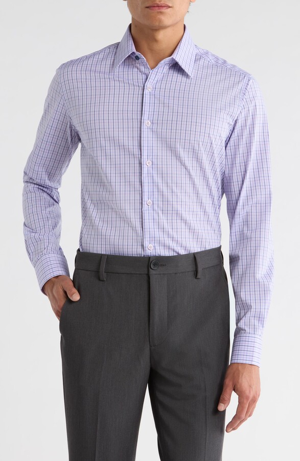 Duchamp Plaid Print Slim Fit Dress Shirt