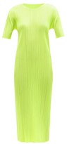 Thumbnail for your product : Pleats Please Issey Miyake Round-neck Technical-pleated Midi Dress - Yellow