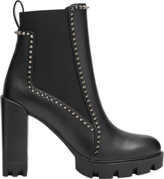 Out Line Spikes - 70 mm Low boots - Calf leather and spikes - Black -  Christian Louboutin