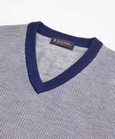 Thumbnail for your product : Brooks Brothers Two-Color Textured Stitch V-Neck Sweater