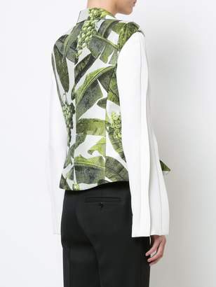 Oscar de la Renta leaf print sleeveless jacket