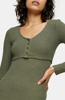 Thumbnail for your product : Topshop Ribbed Long Sleeve Cardigan Minidress
