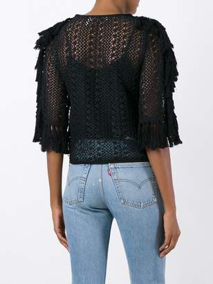 See by Chloe embroidered crochet fringed blouse