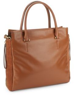 Halston Solid Leather Tote Bag