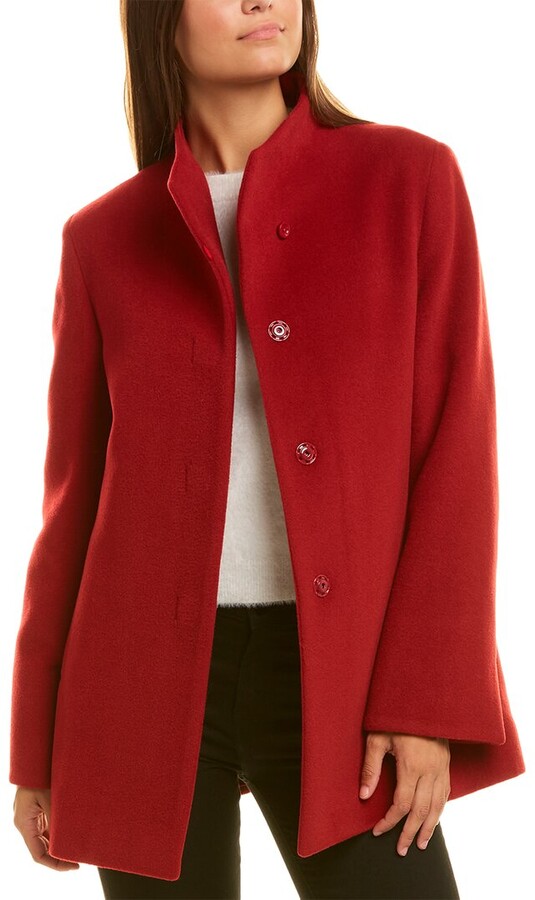 womens red wool blend coat