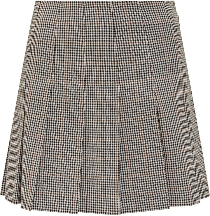 MSGM Logo Patch Checked Skirt
