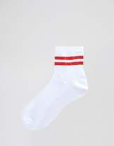 Thumbnail for your product : ASOS DESIGN 2 pack stripe ankle sock