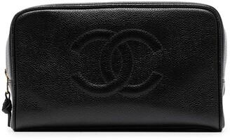 Chanel Pre-owned 1996 Diamond-Quilted Cosmetic Bag - Black