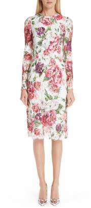 Dolce & Gabbana Peony Print Lace Dress
